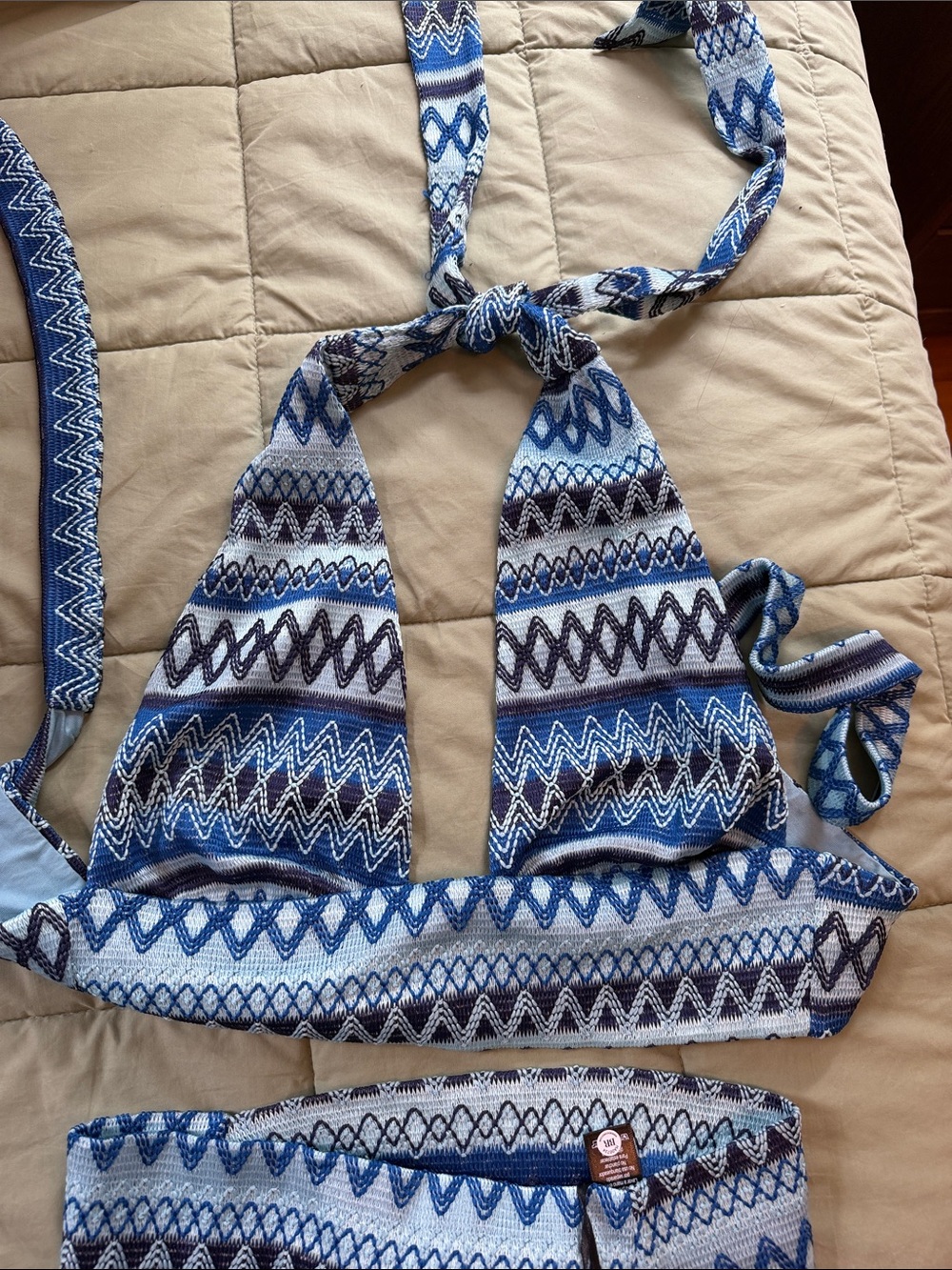 Beach Riot Blue Multi-Pattern Halter Bikini Set - Picture 4 of 5